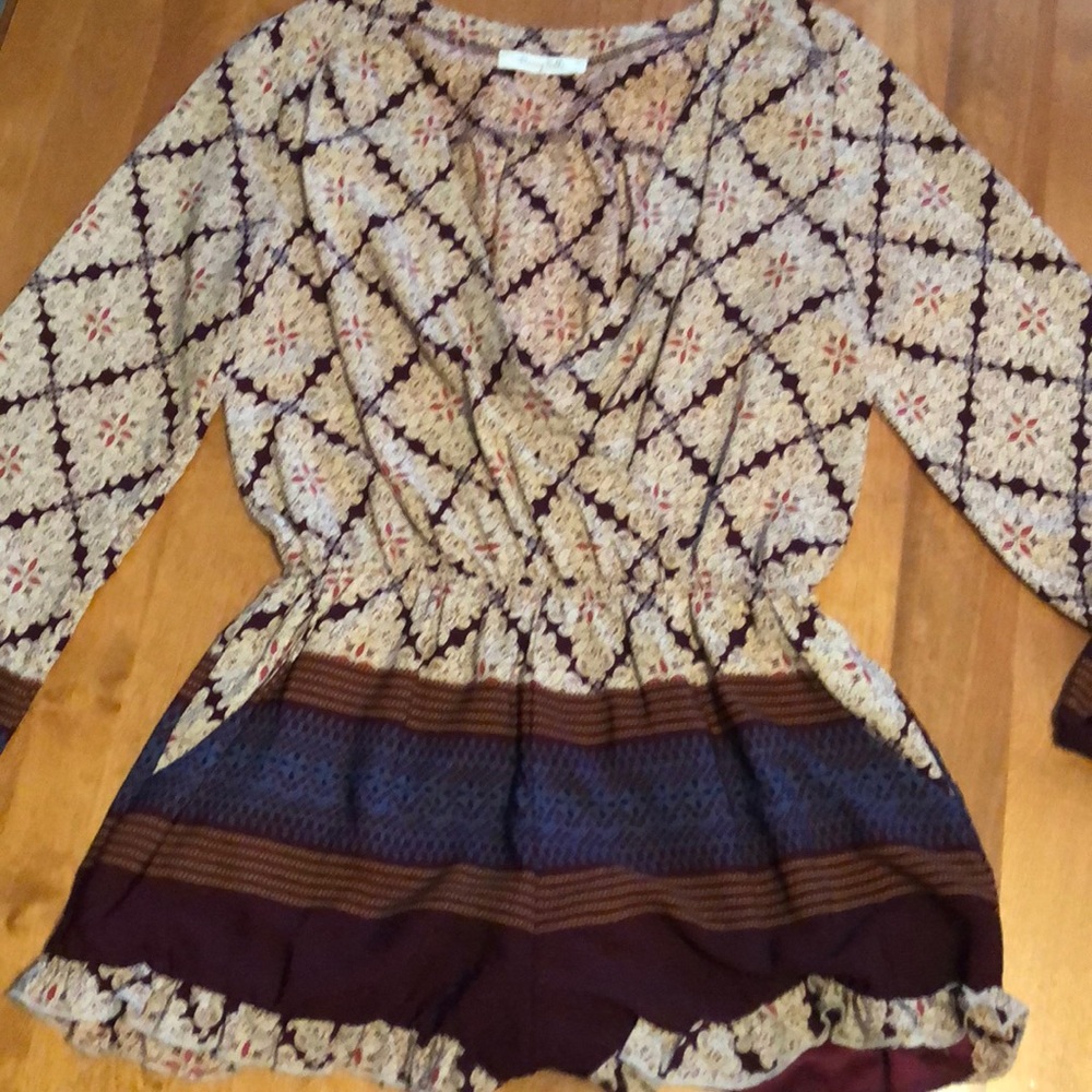 BoHo maroon romper Long sleeved